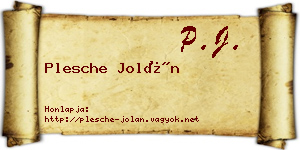 Plesche Jolán névjegykártya
